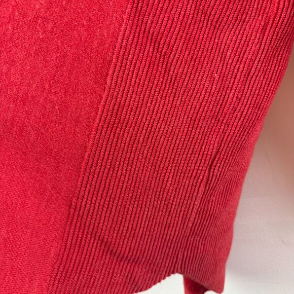 FOIL 100% Merino Wool Pullover Red Ribbed Comfy Holiday Women Long Sleeve Size M - Picture 3 of 10